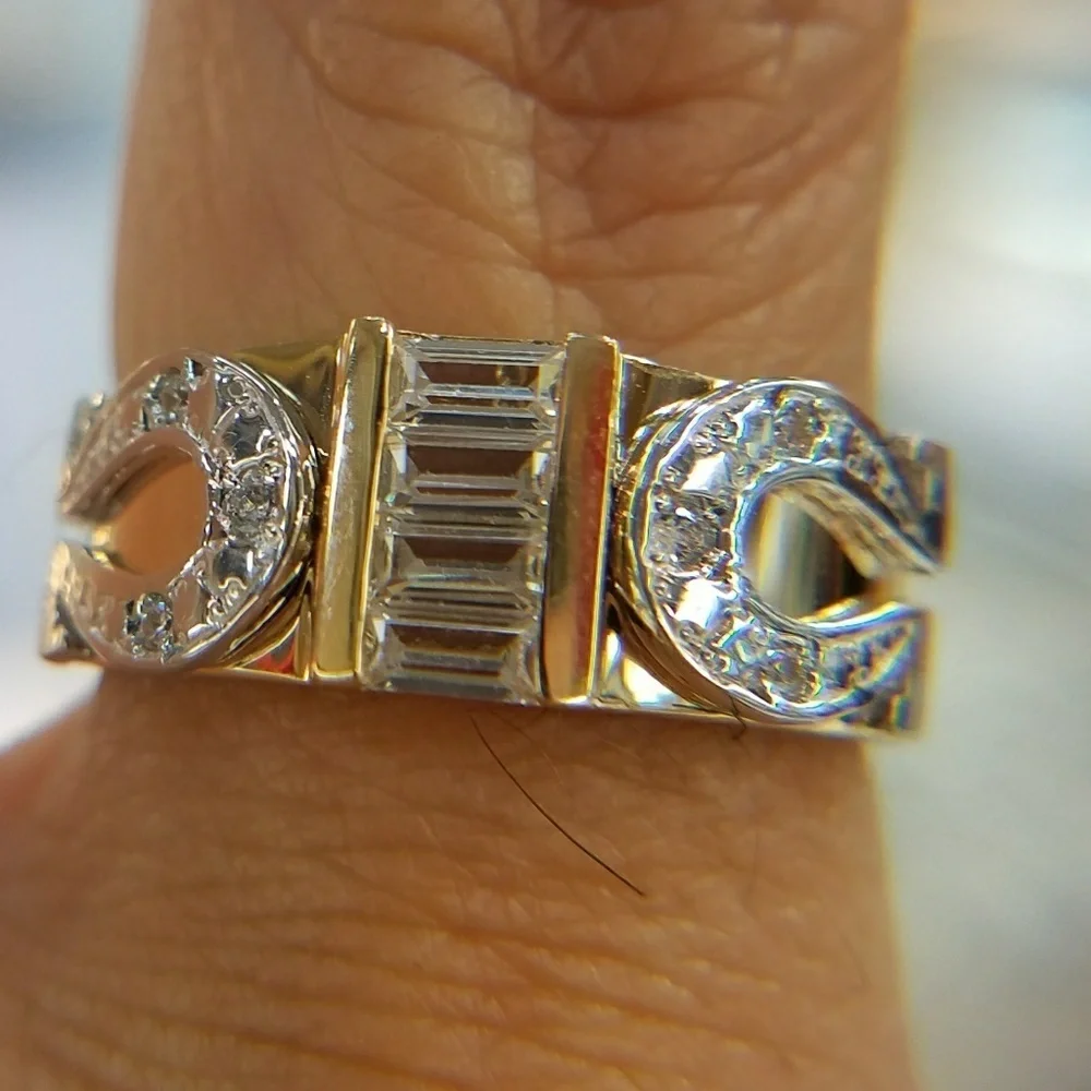 14k Solid Yellow Gold Wedding Band HorseShoe Ring